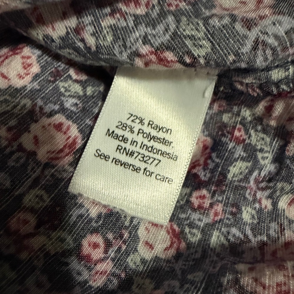 LC Lauren Conrad Blouse Floral Rayon Ruffle V-Neck Relaxed Boho Peasant XXL - Picture 4 of 4